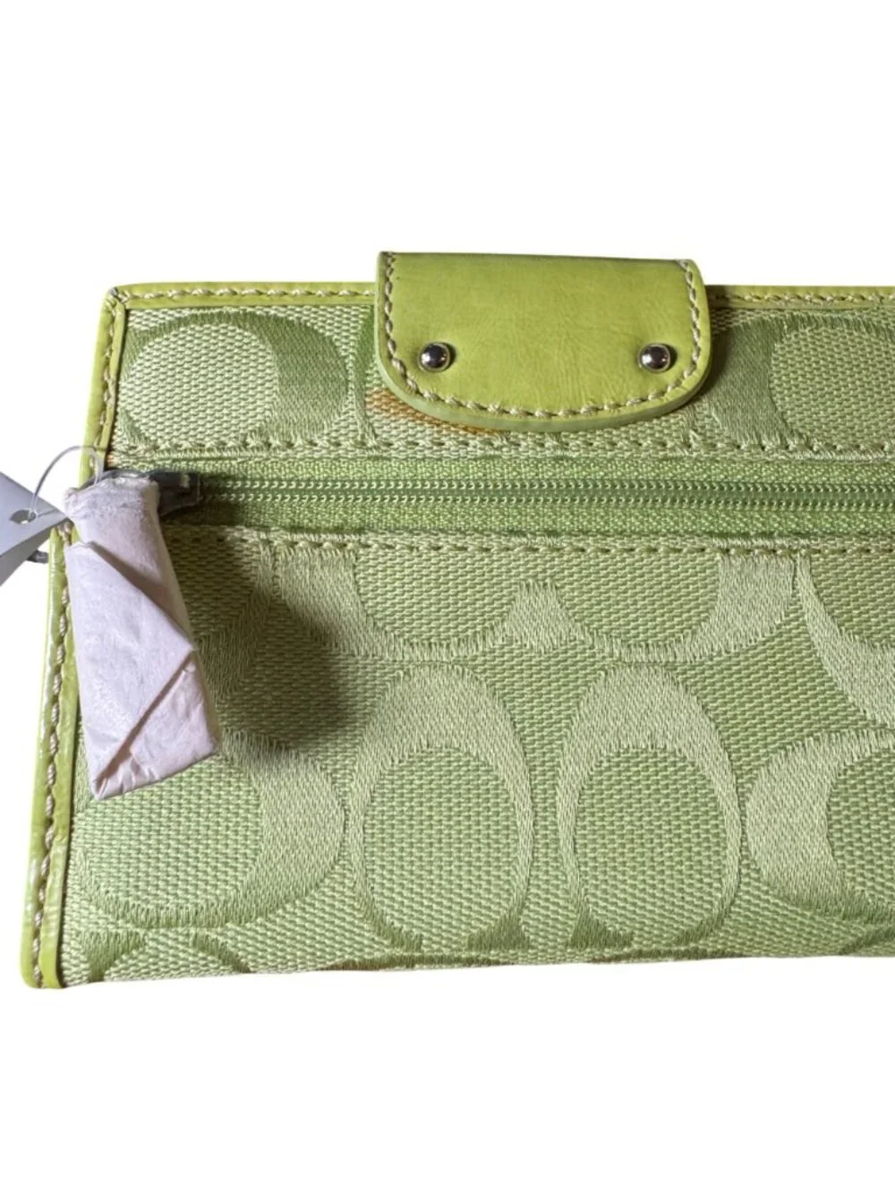 Coach Penelope Y2K Signature Lime Green Bi-fold Wallet- Rare - NWT - Picture 6 of 9